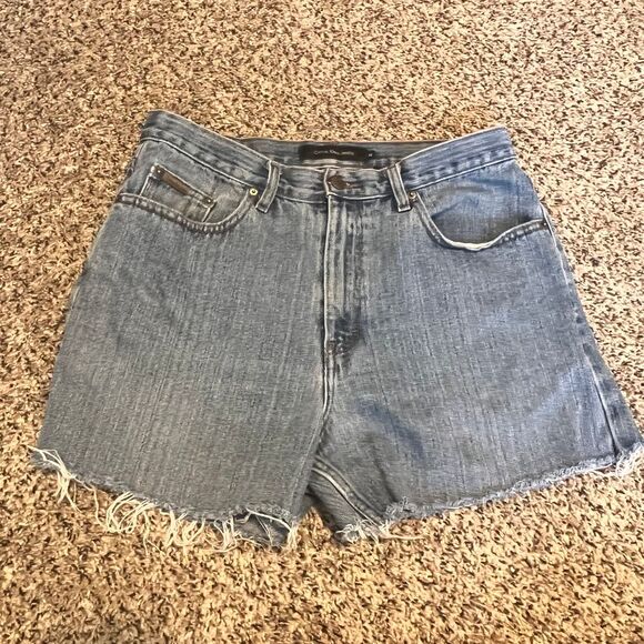Calvin Klein Vintage High-Waisted Denim Cut-Off Shorts Light Wash‎ Size 33 - Picture 1 of 5